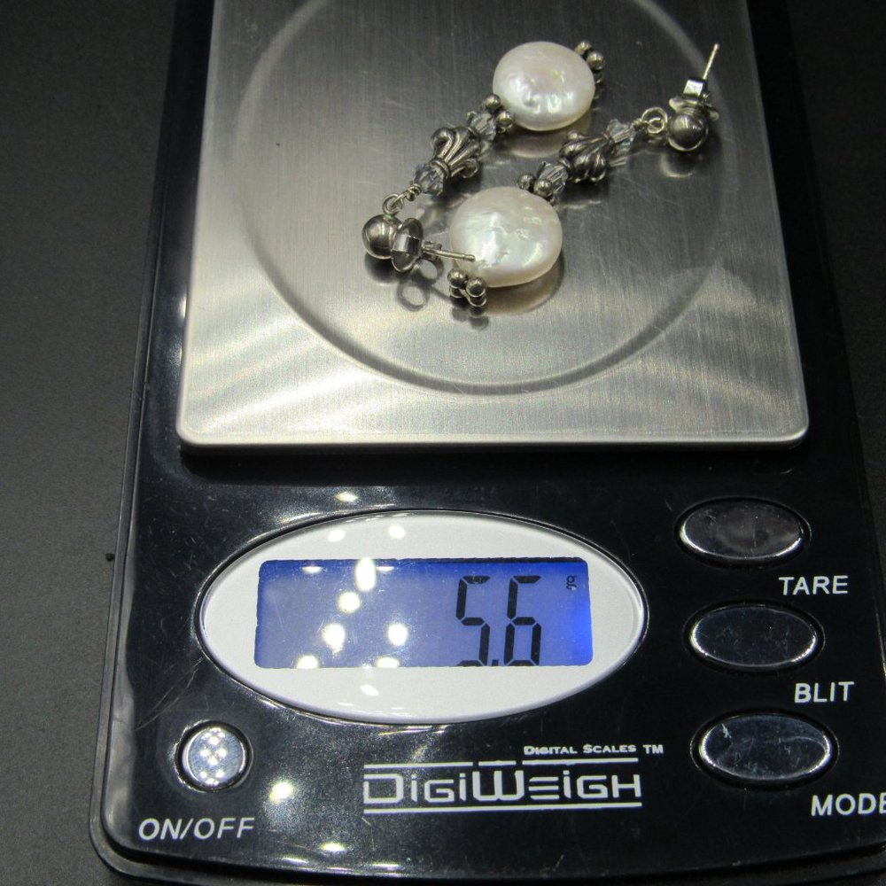 Sterling Silver Tarnished Long Shell Earrings - image 5